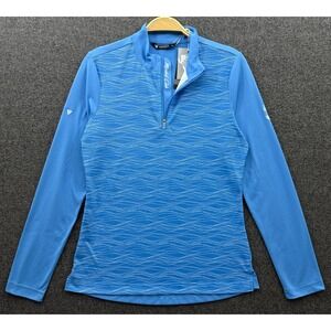 Levelwear‎ Pullover Womens Small Blue White Stripe Mirabel Golf Club 1/4 Zip Top